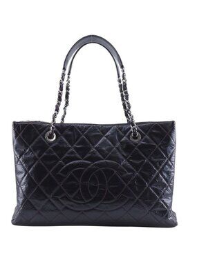 Chanel Grand Shopping Tote XL Quilted Chain Wrinkled Patent